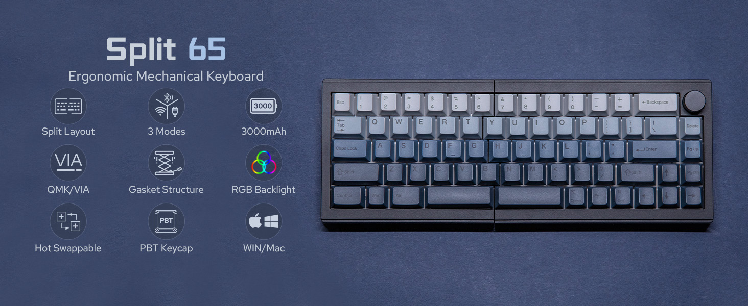 Amazon | EPOMAKER Split65 QMK/VIA プログラマブルキーボード